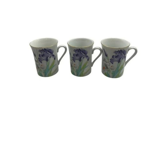 Otagiri Dining Otagiri Iris Bouquet Coffee Mug Set Of 3 Japan 8 Oz